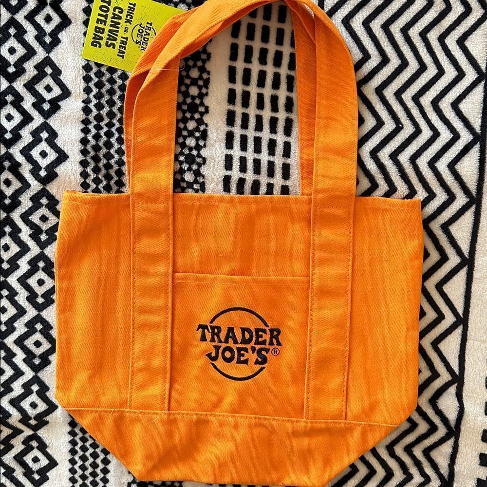 Trader Joes Halloween Mini Tote Canvas Orange